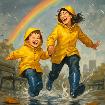 Raincoat Parade And Shared Giggles paint by diamond