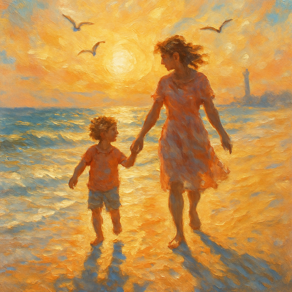 Sunrise Promenade Hand In Hand paint by color