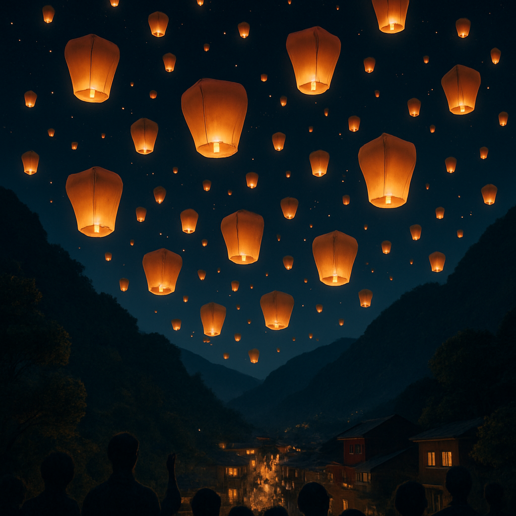 Pingxi Sky Lantern Festival Paint by diamonds art
