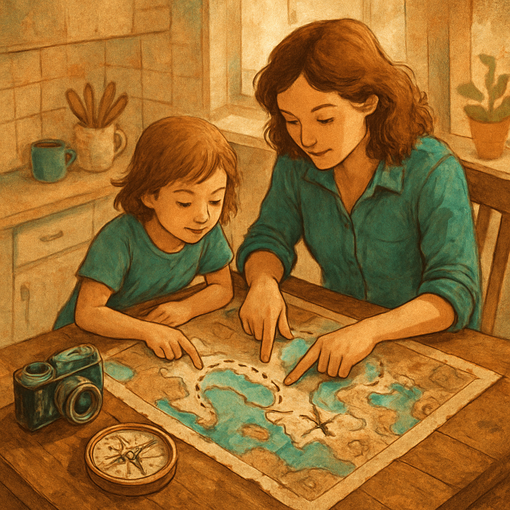 Map Of Little Journeys Together Painting by diamonds kit