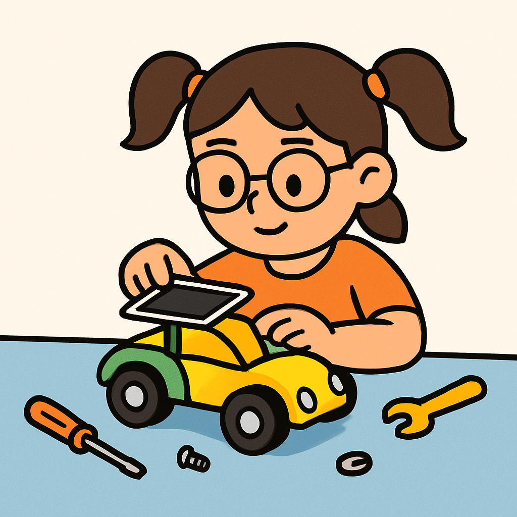 Inventive Girl Building A Solar Car Painting by diamonds kit