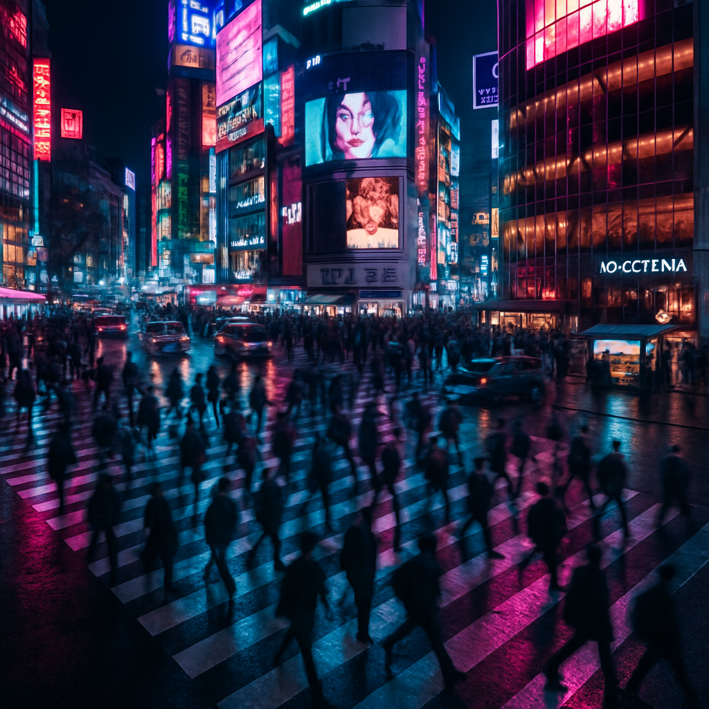 Tokyo Shibuya Crossing Nightscape diamonded painting kits
