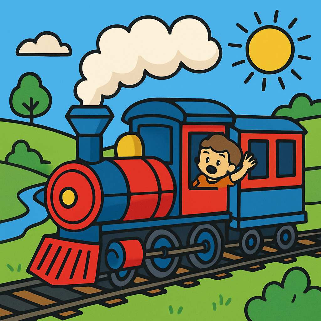 Steam Train Through Countryside Painting by diamonds kit