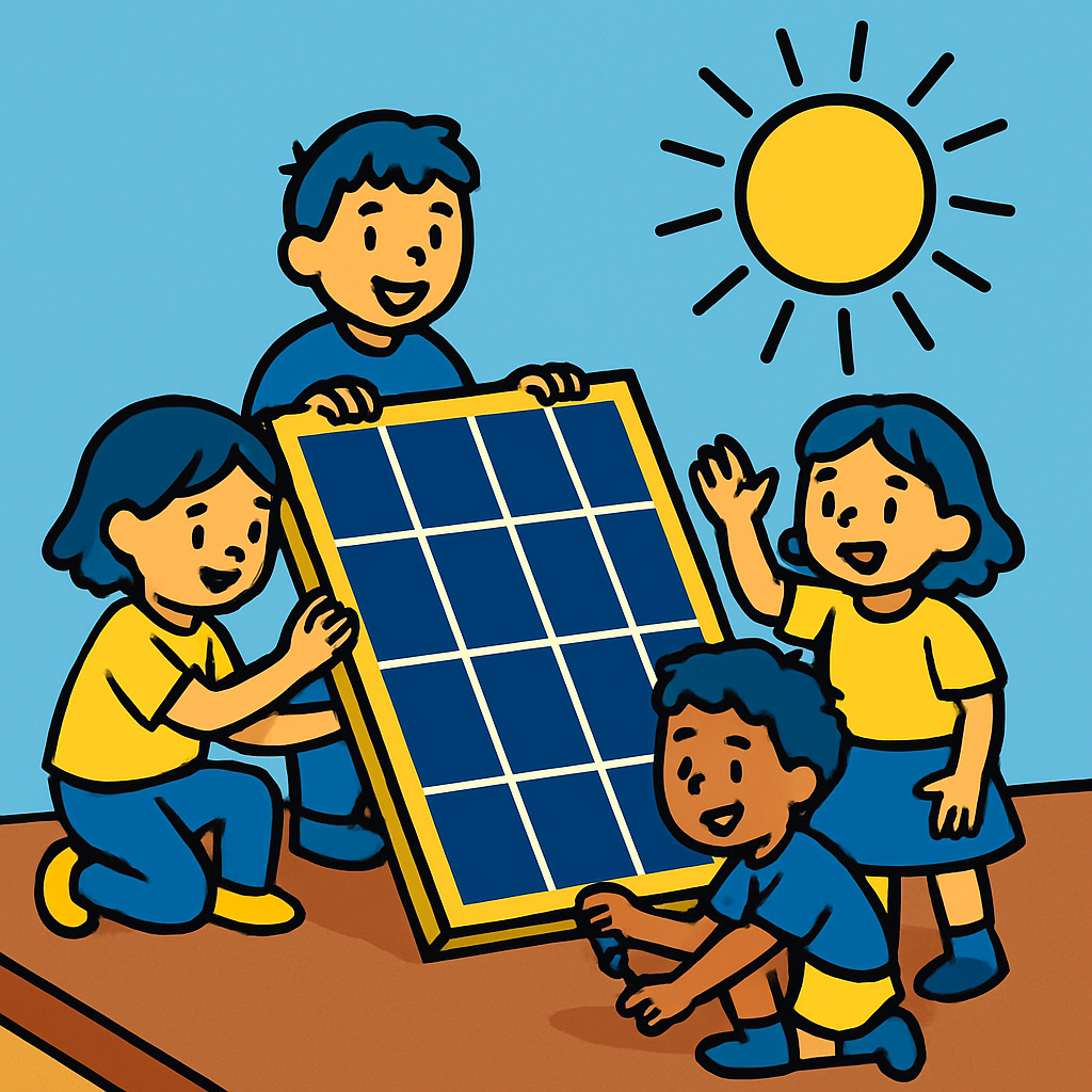 Kids Discovering Solar Power paint by color