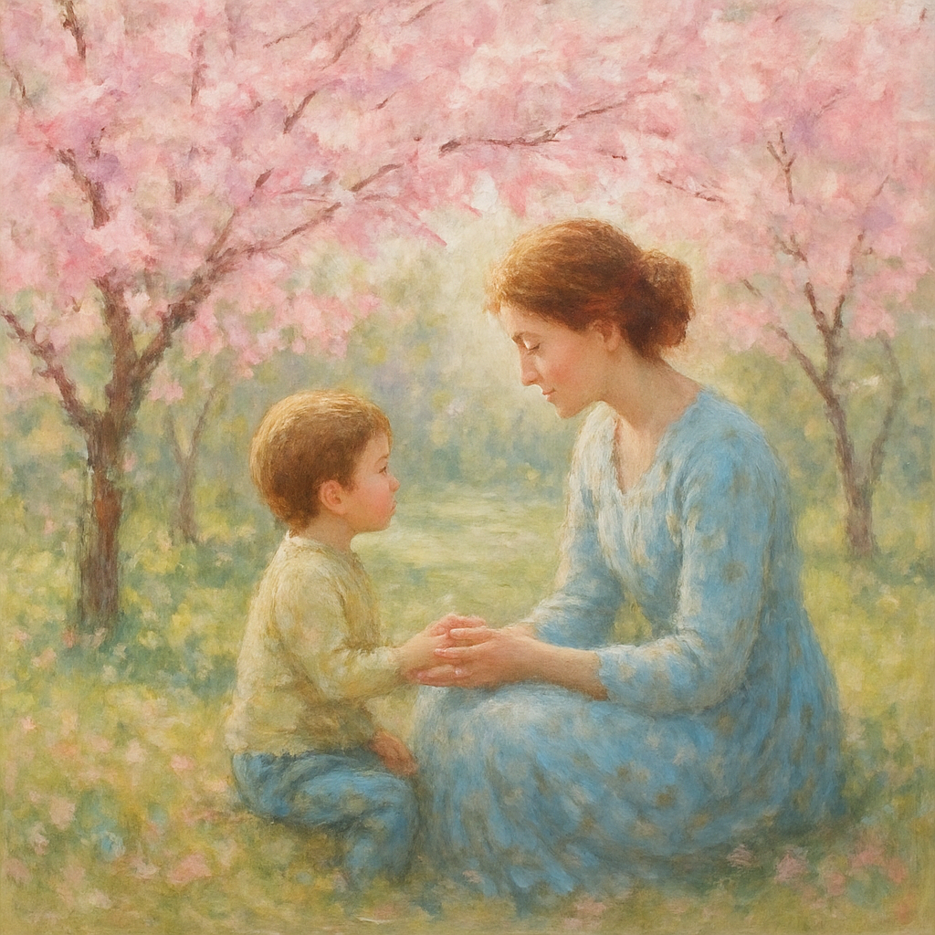 Whispered Promises Beneath The Cherry Blossoms Paint by diamonds art