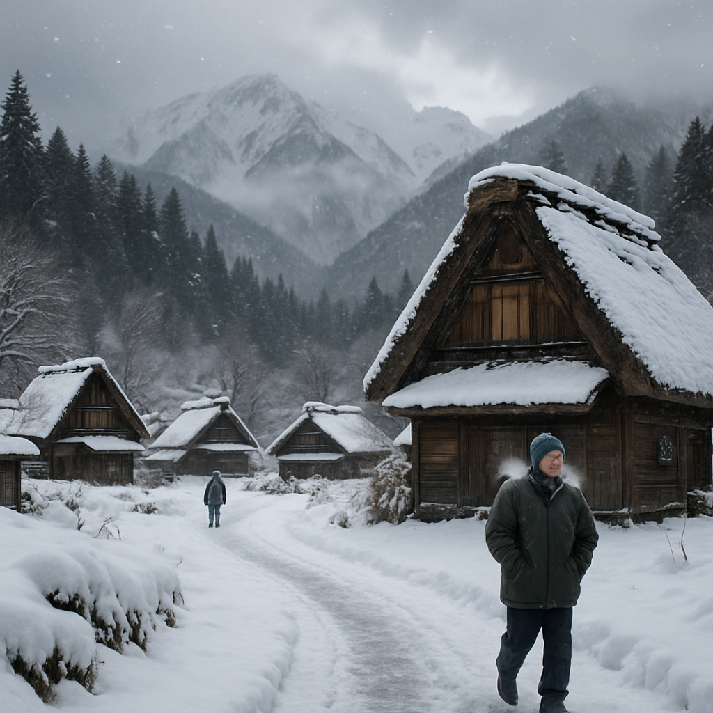 Snowfall In Japanese Northern Alps Village Paint by diamonds art