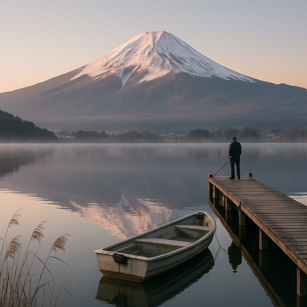 Mount Fuji Reflection Dawn Paint by diamonds kits
