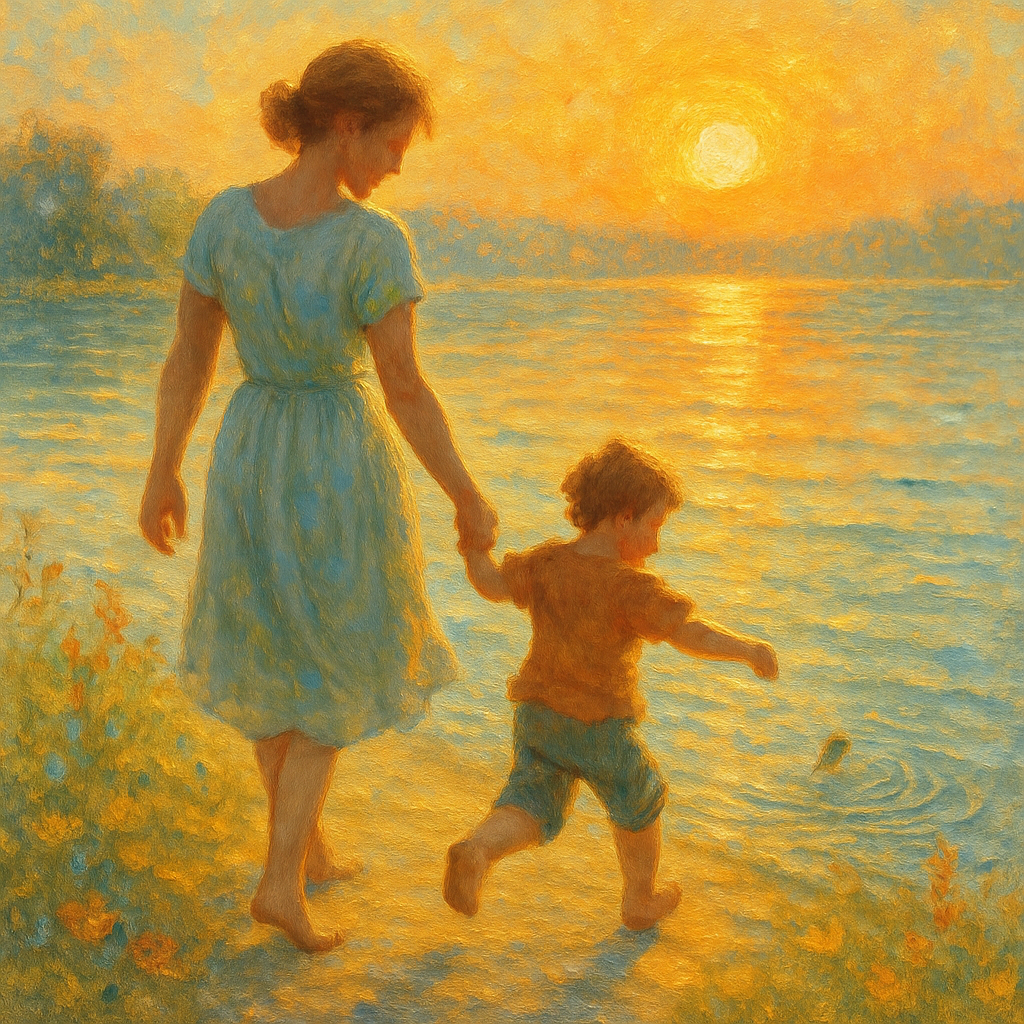 Sunlit Devotion At The Lakeside paint by diamond