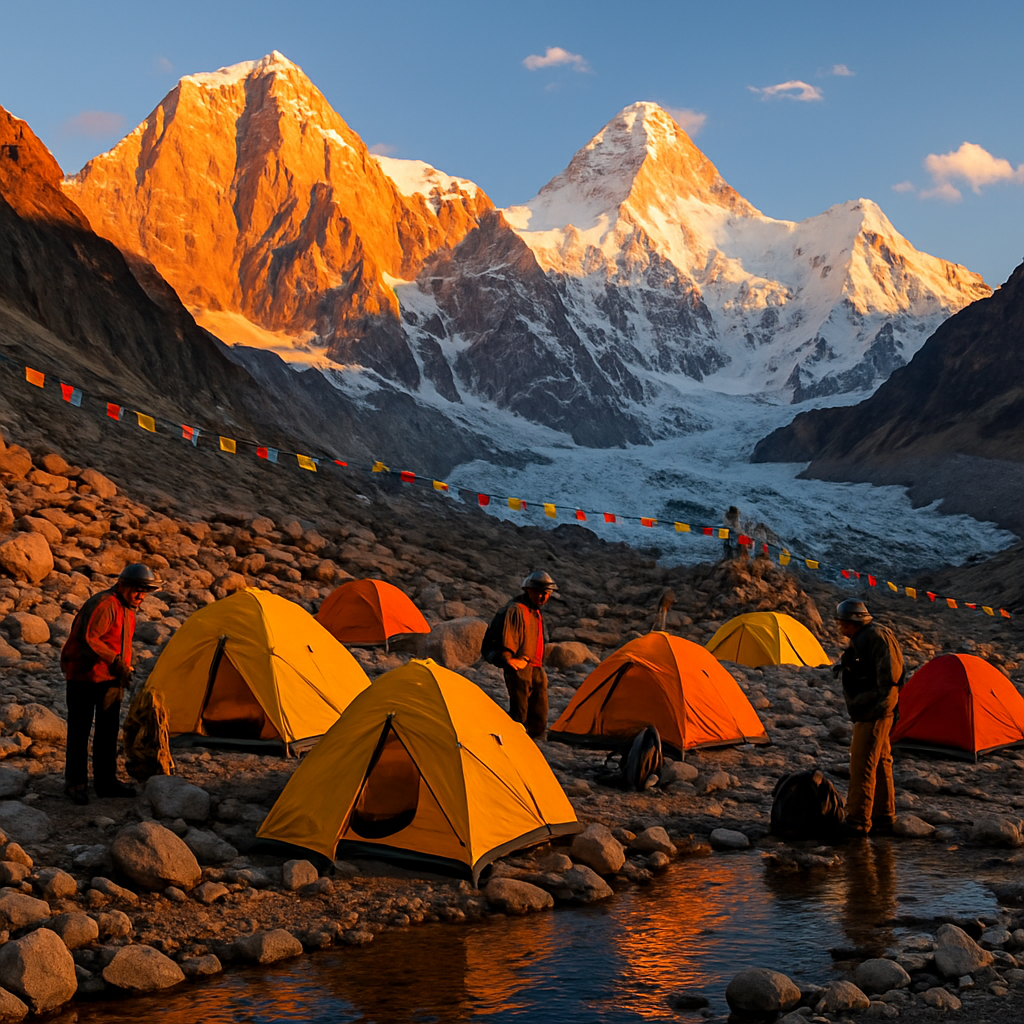 Sunset Glow On Himalayan Basecamp Painting by diamonds kit