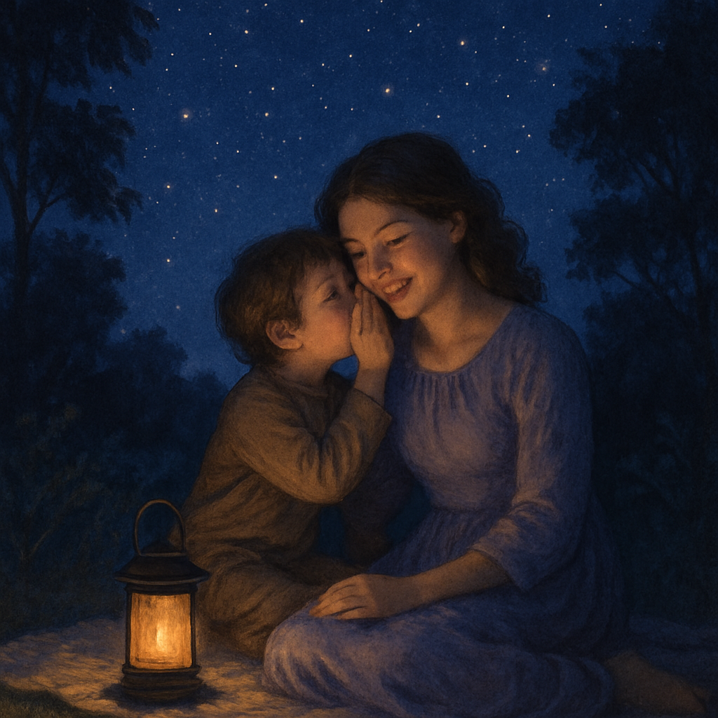 Starlit Serenade A Mother And Child Sharing Secrets paint by diamonds