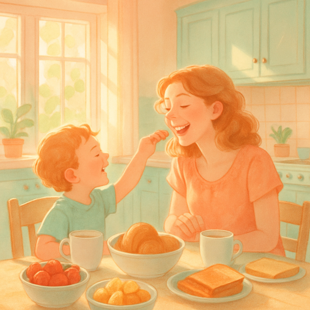 Morning Light Embrace A Mother And Childs Breakfast Bond diamond painting