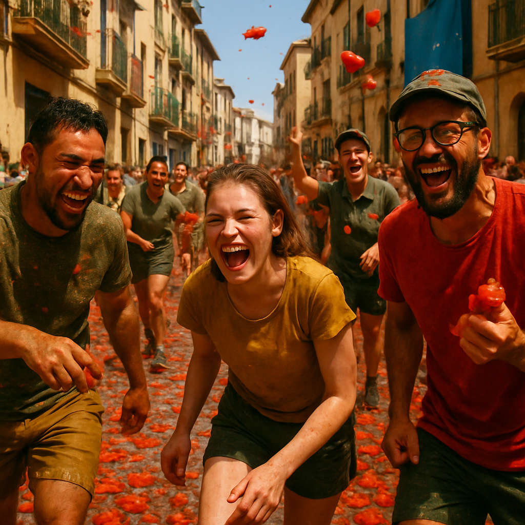 La Tomatina Tomato Throwing Festival paint by color