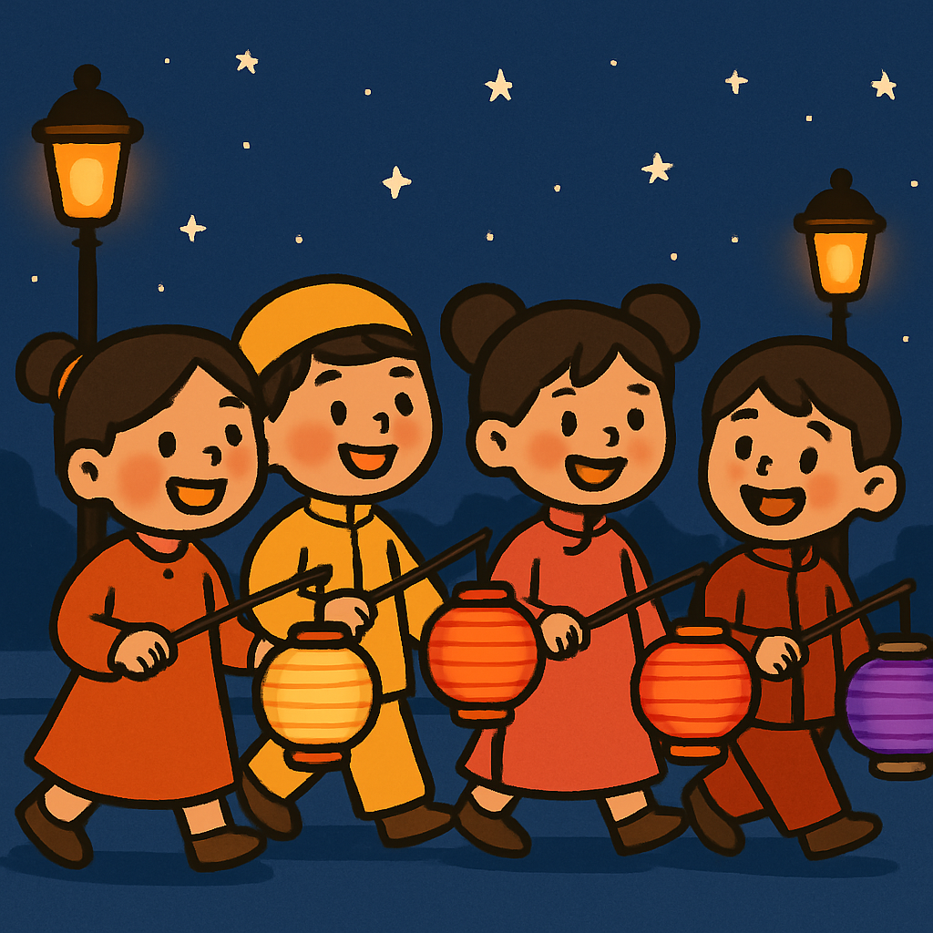 Festive Lantern Parade Painting by diamonds kit