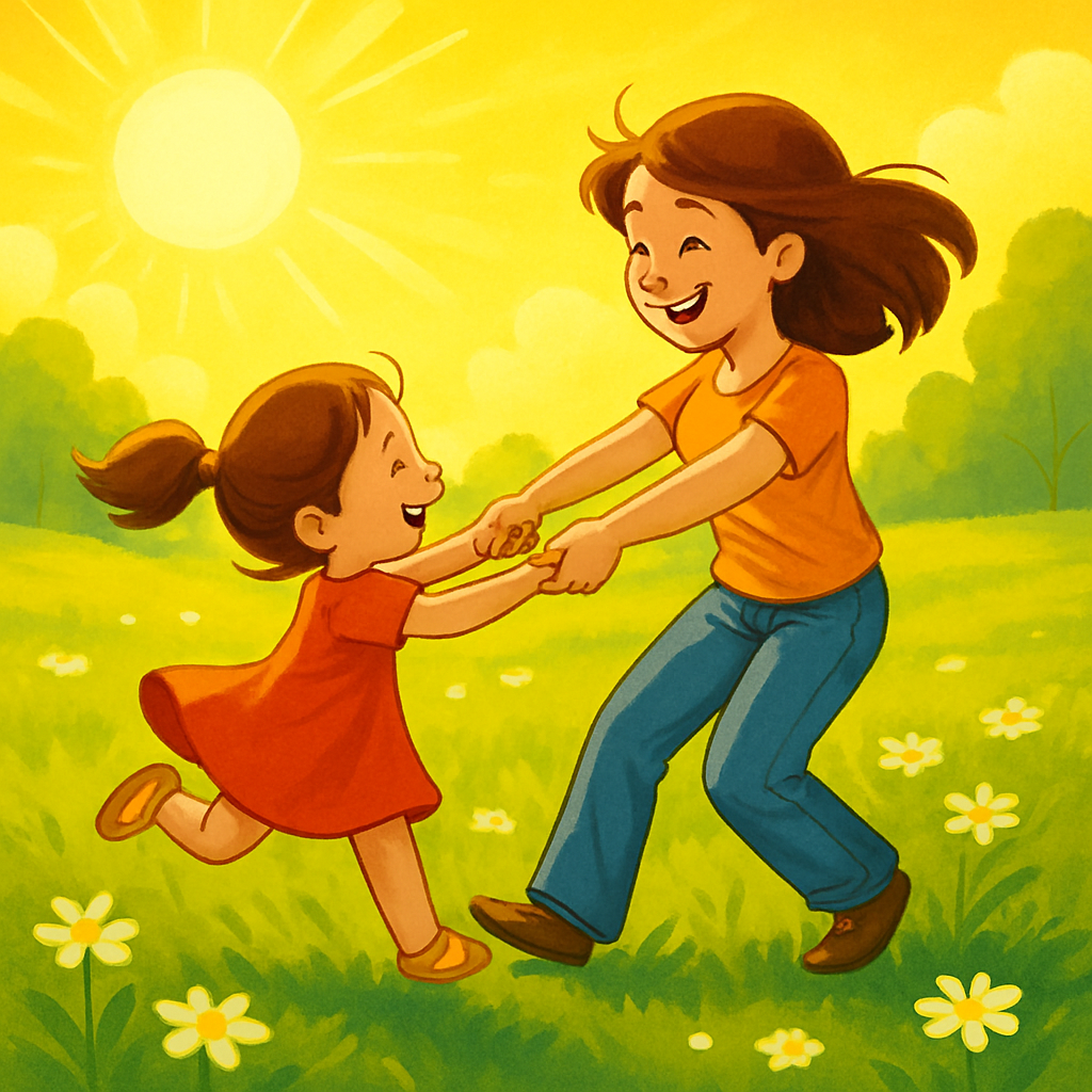 Playful Sunbeams: Dancing Laughter In Spring Meadows paint by color