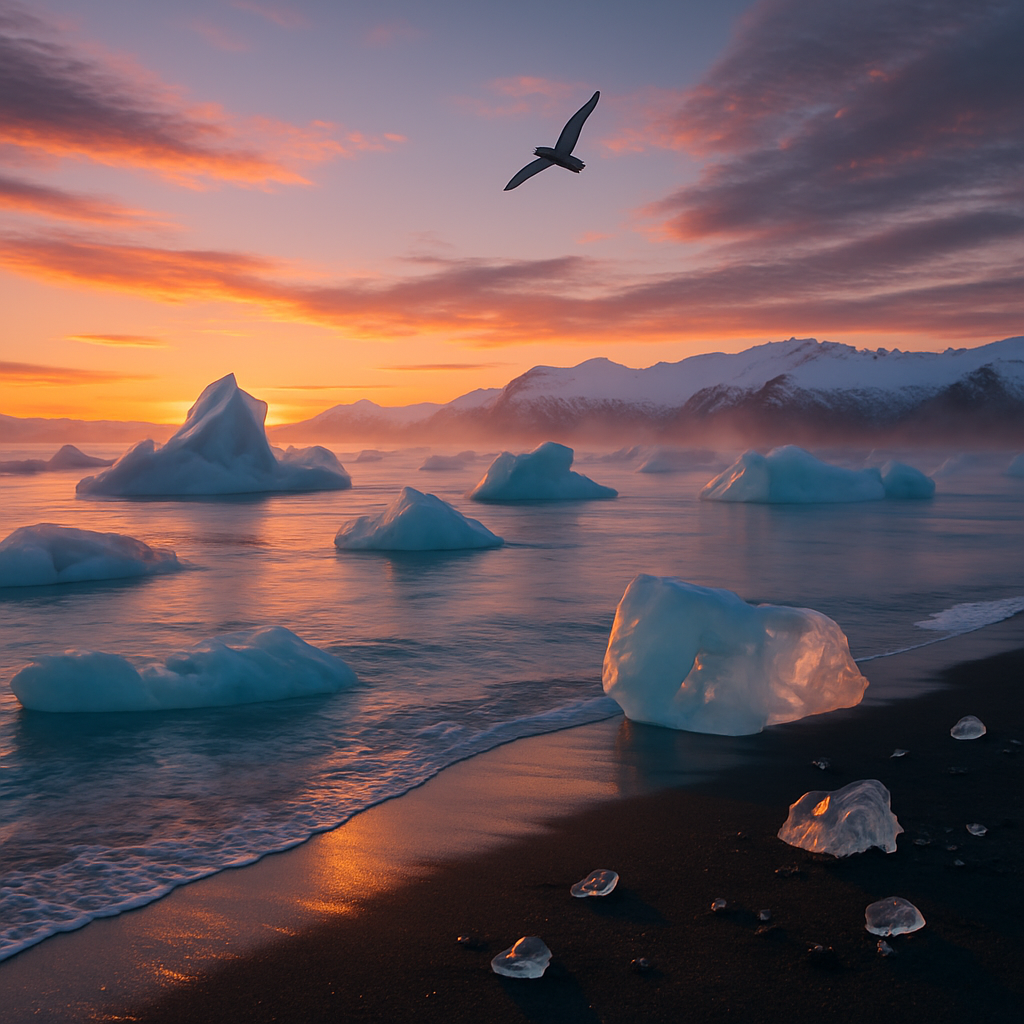 Icelandic Glacier Lagoon Sunset DIY paint by diamonds