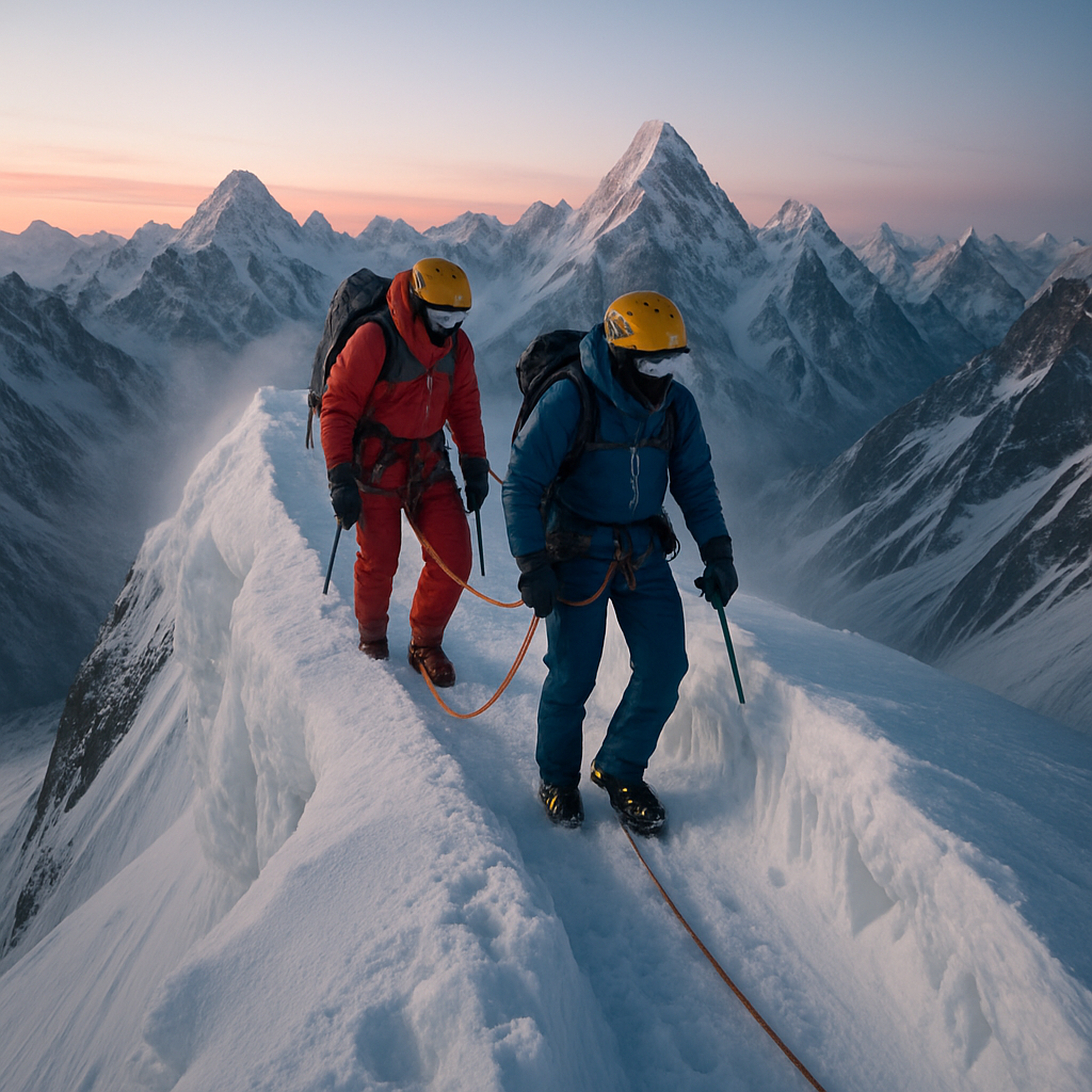 Karakoram Summit Ridge Climbers At Dawn Paint by diamonds art