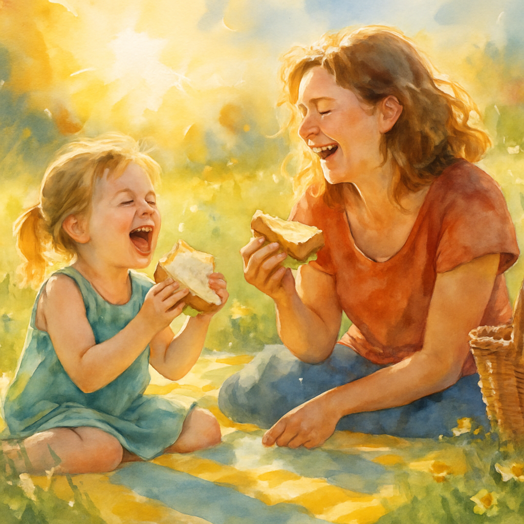 Sunlit Picnic Of Little Hands And Laughter Painting by diamonds kit