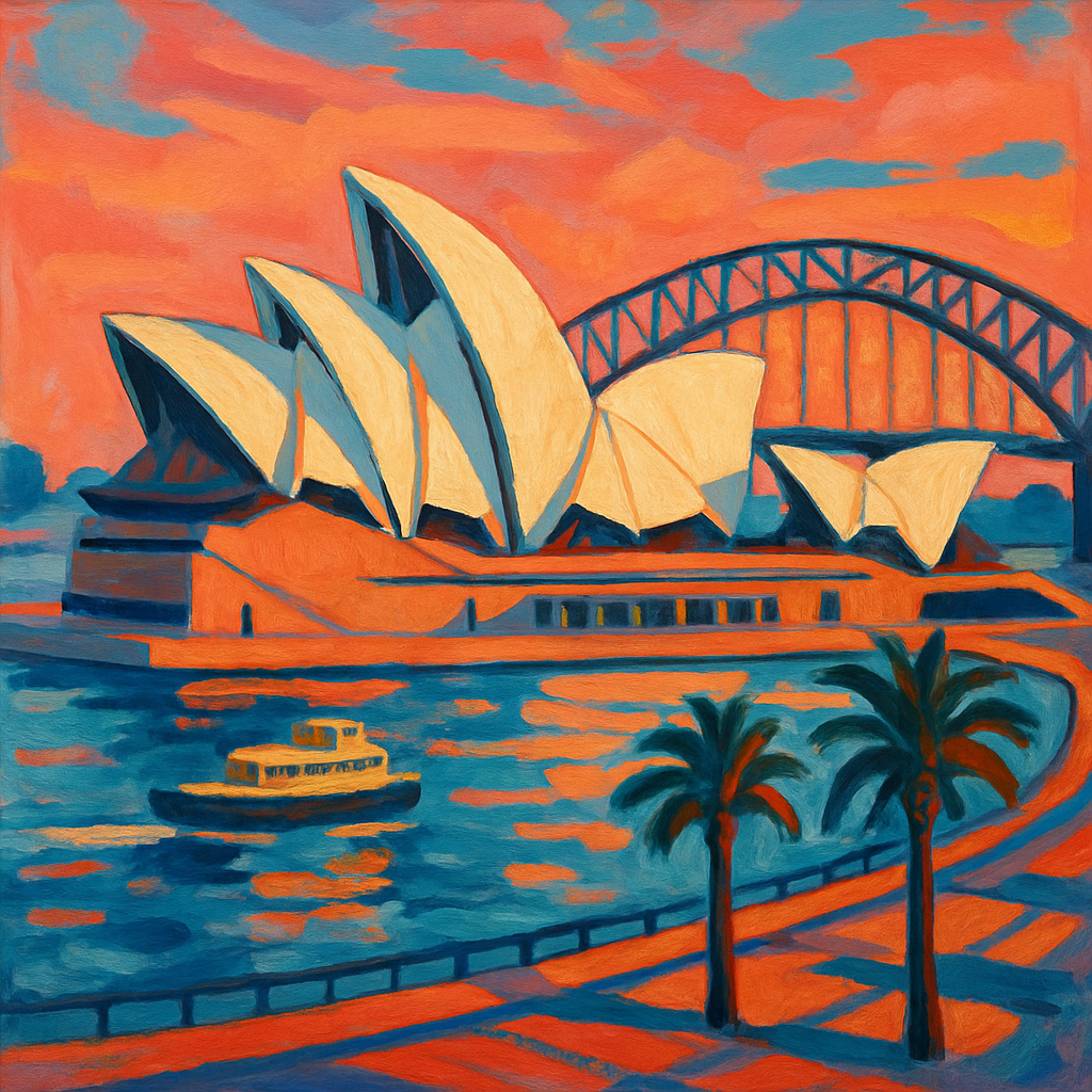 Sydney Opera House And Harbour Vista Australia Painting by diamonds kit