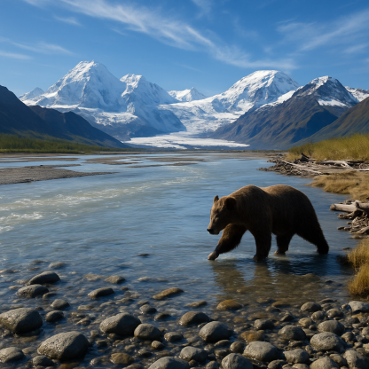 Glacier-Fed River In Alaska’s Wrangell Mountains DIY paint by diamonds