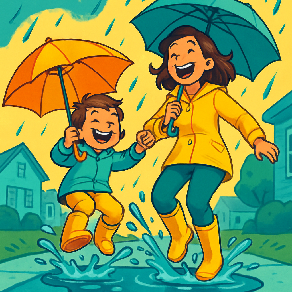 Puddle Parade: Joyful Jumping In Rain Boots diamonded painting kits