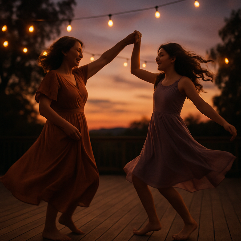 First Dance At Dusk: Spinning Under A String Of Lights DIY paint by diamonds