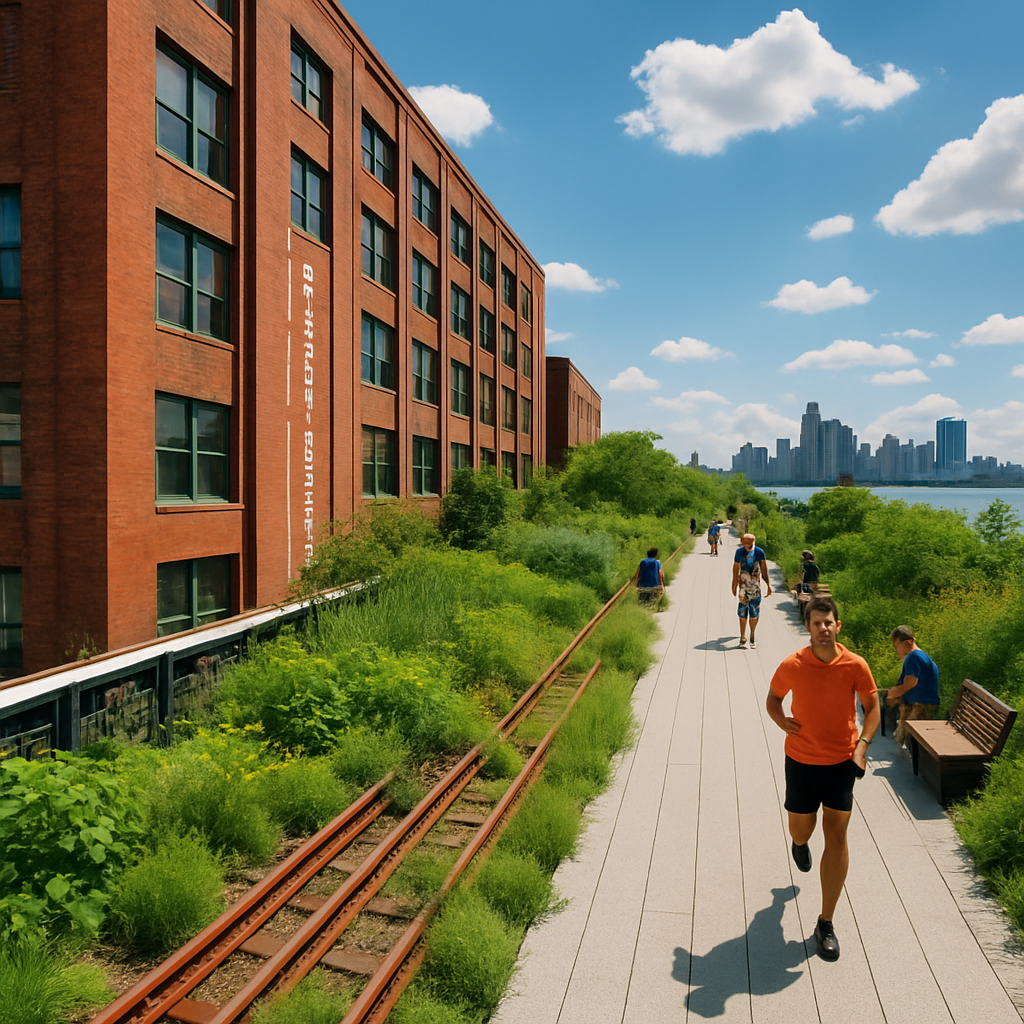 High Line Elevated Park Panorama paint by color