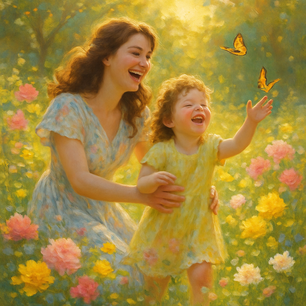 Luminous Bonds: A Mother And Child In A Radiant Garden painting diamond kit