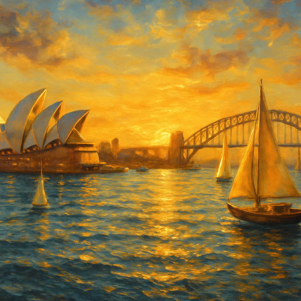 Sydney Opera House Foreground And Harbor View paint by color