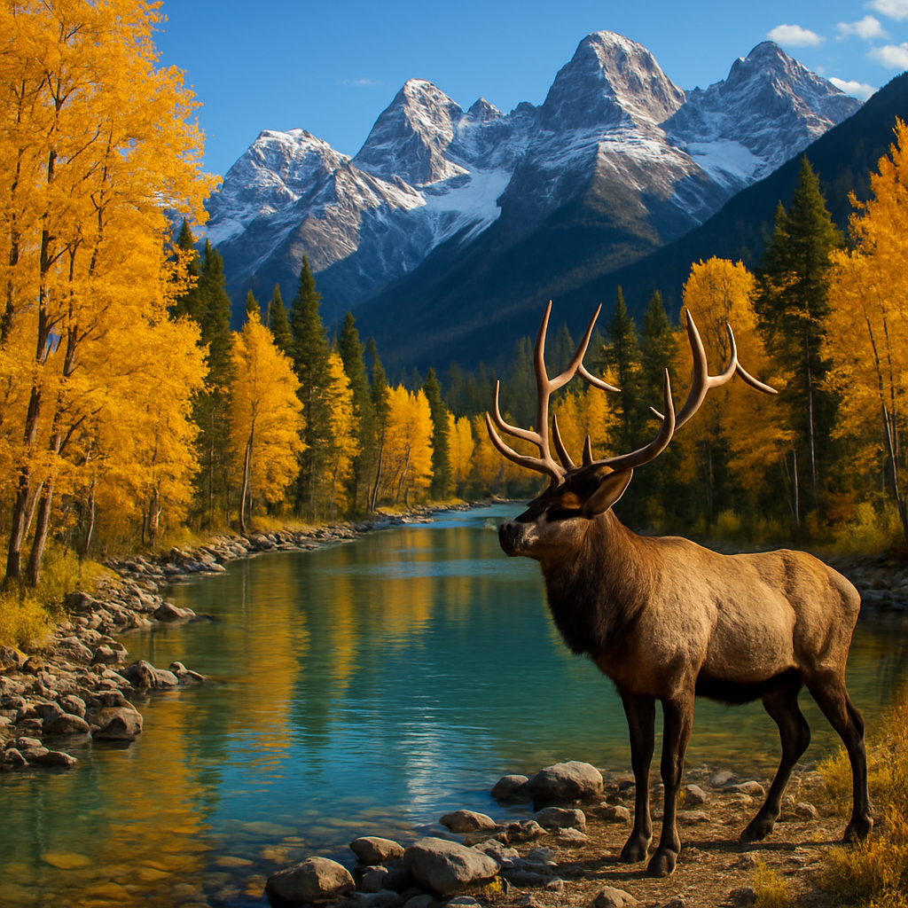 Late Autumn Rockies With Elk By Riverbend Paint by diamonds art