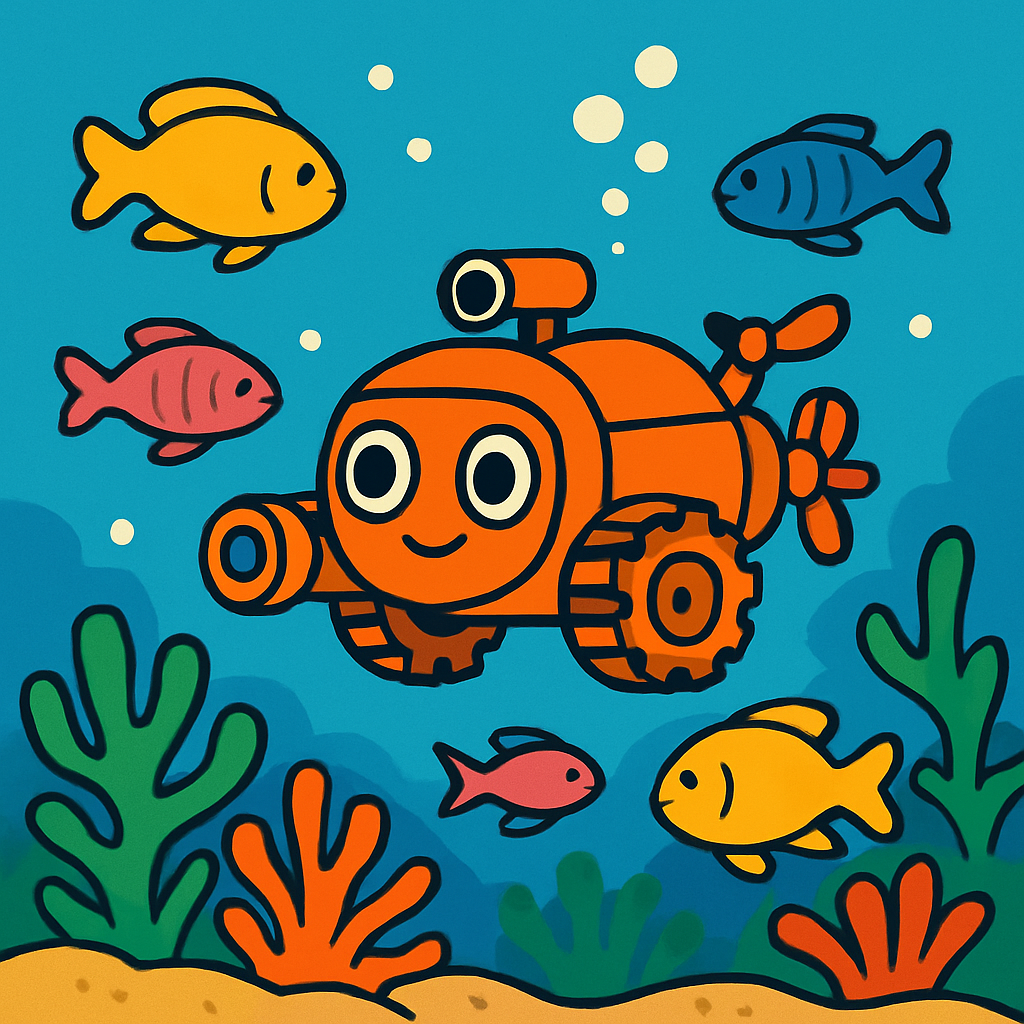 Underwater Robot Exploration paint by color