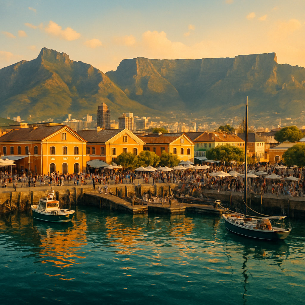 V And A Waterfront With Table Mountain Skyline Painting by diamonds kit
