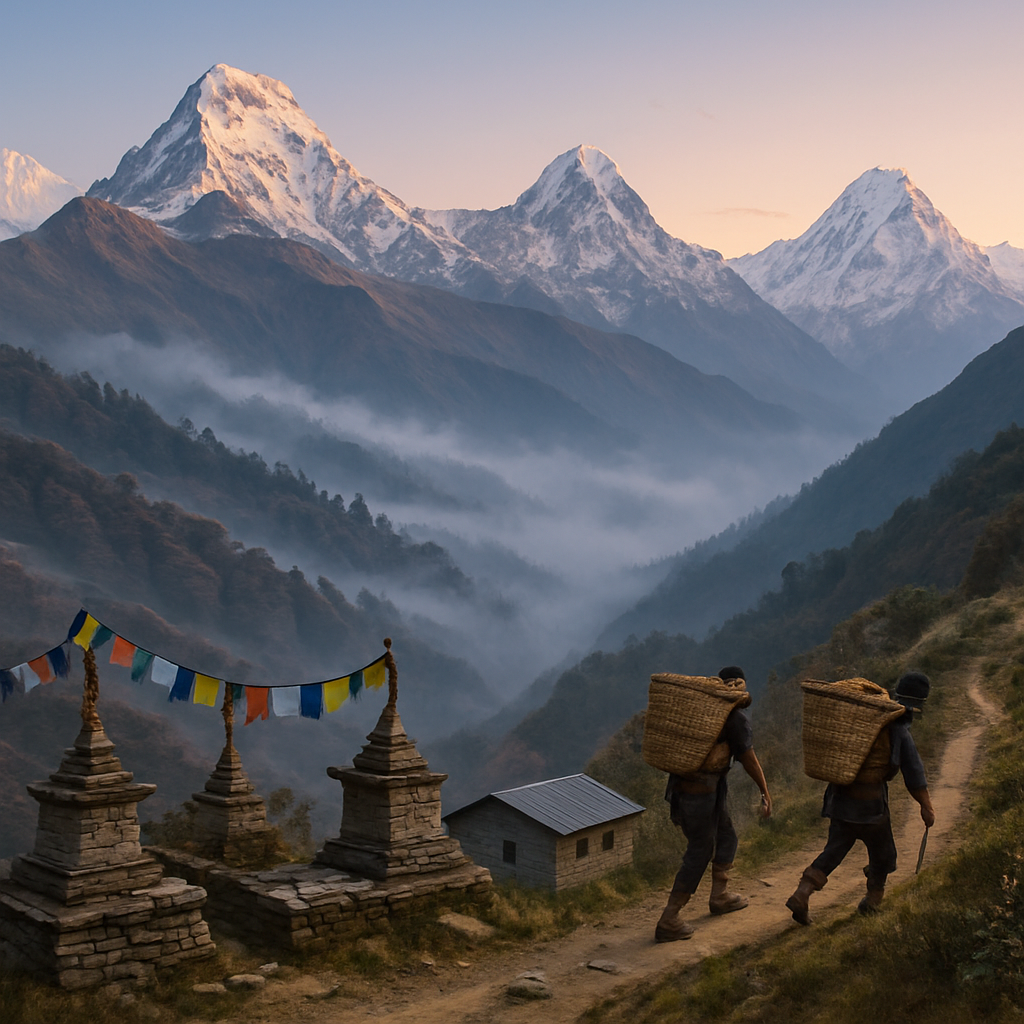 Misty Dawn Over Nepals Annapurna Sanctuary Paint by diamonds kits