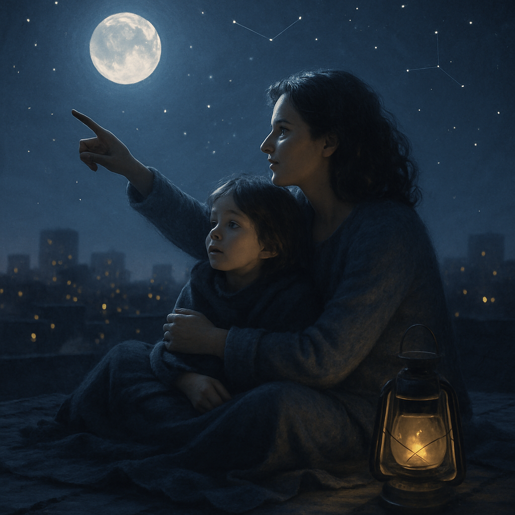 Moonlit Guidance Mother And Child Under Starlight paint by diamonds