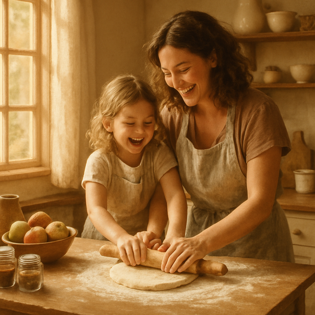 Sweet Nostalgia Baking Together In Sunlit Kitchen paint by diamonds