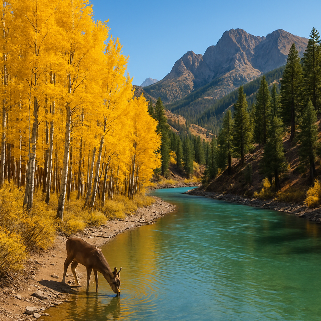 Golden Aspens Along Colorado River Bend Painting by diamonds kit