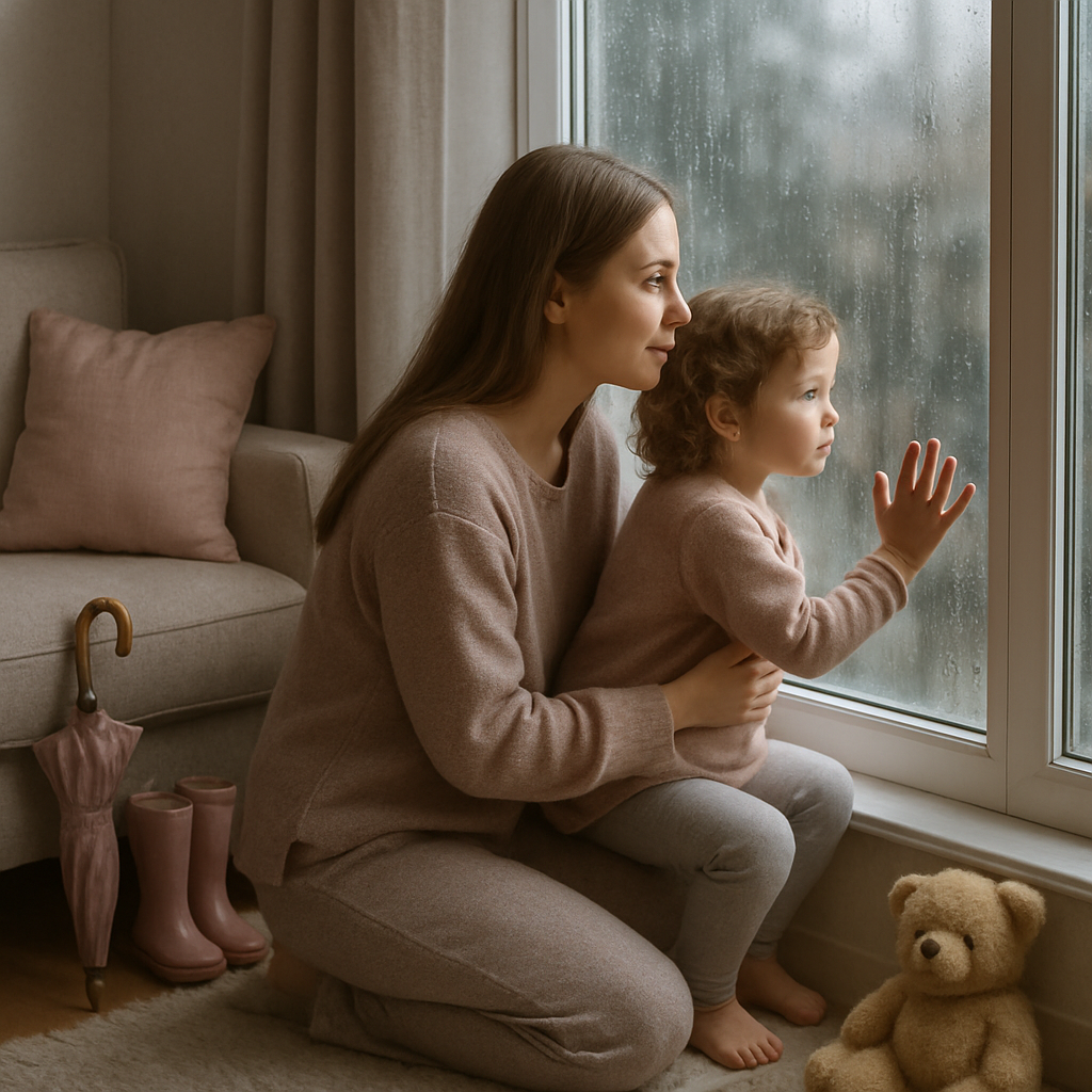 Harbor Of Hugs: Rainy Day Window Watch Paint by diamonds art