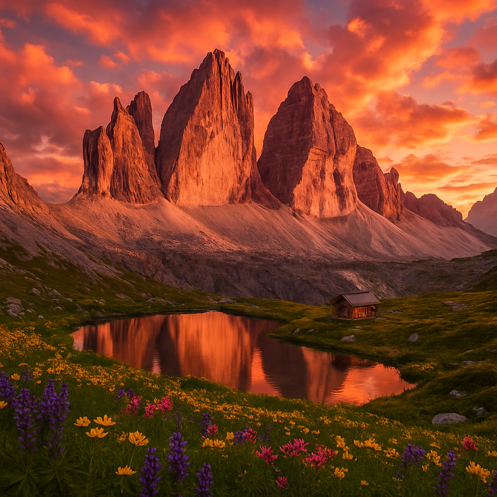 Mystical Dolomites Sunset DIY paint by diamonds