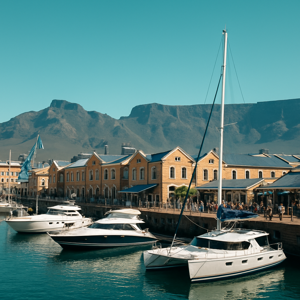 Capetown V&A Waterfront And Table Mountain Skyline Painting by diamonds kit