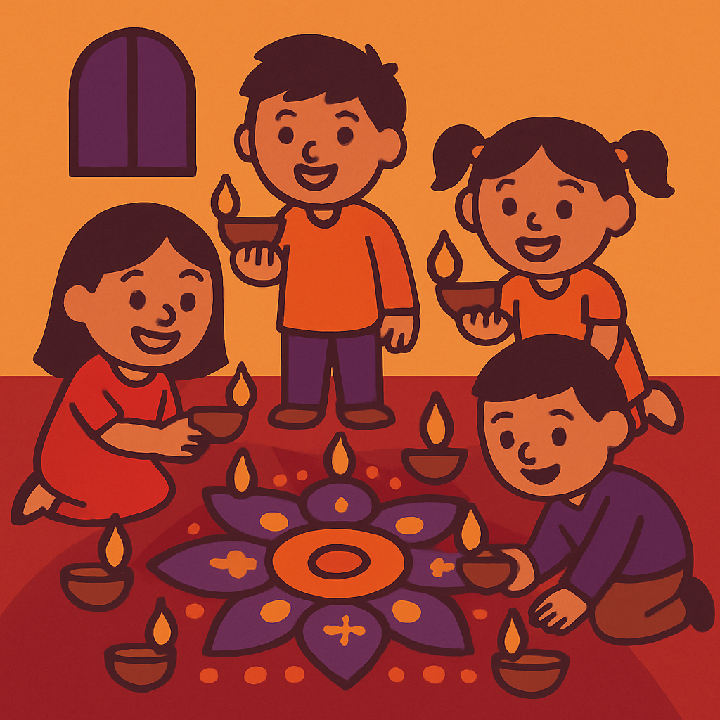 Diwali Light Circle paint by color