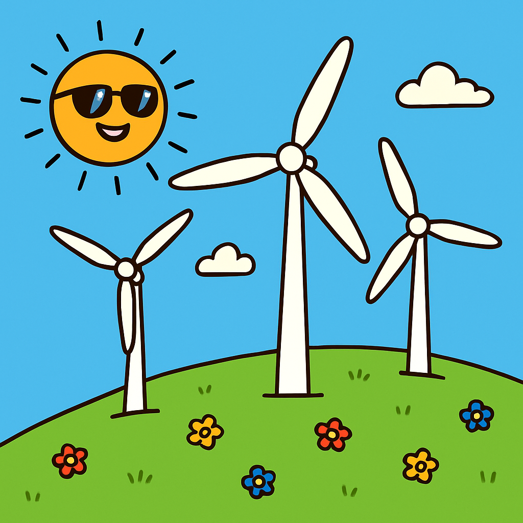 Wind Turbines On Sunny Hill diamond painting