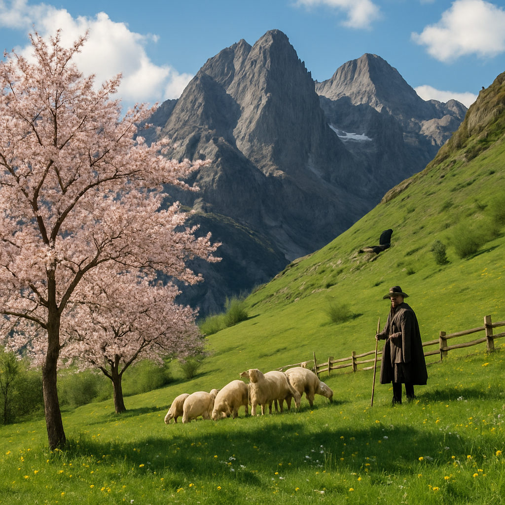 Spring Blossom And Peaks Of The Pyrenees diamonded painting kits