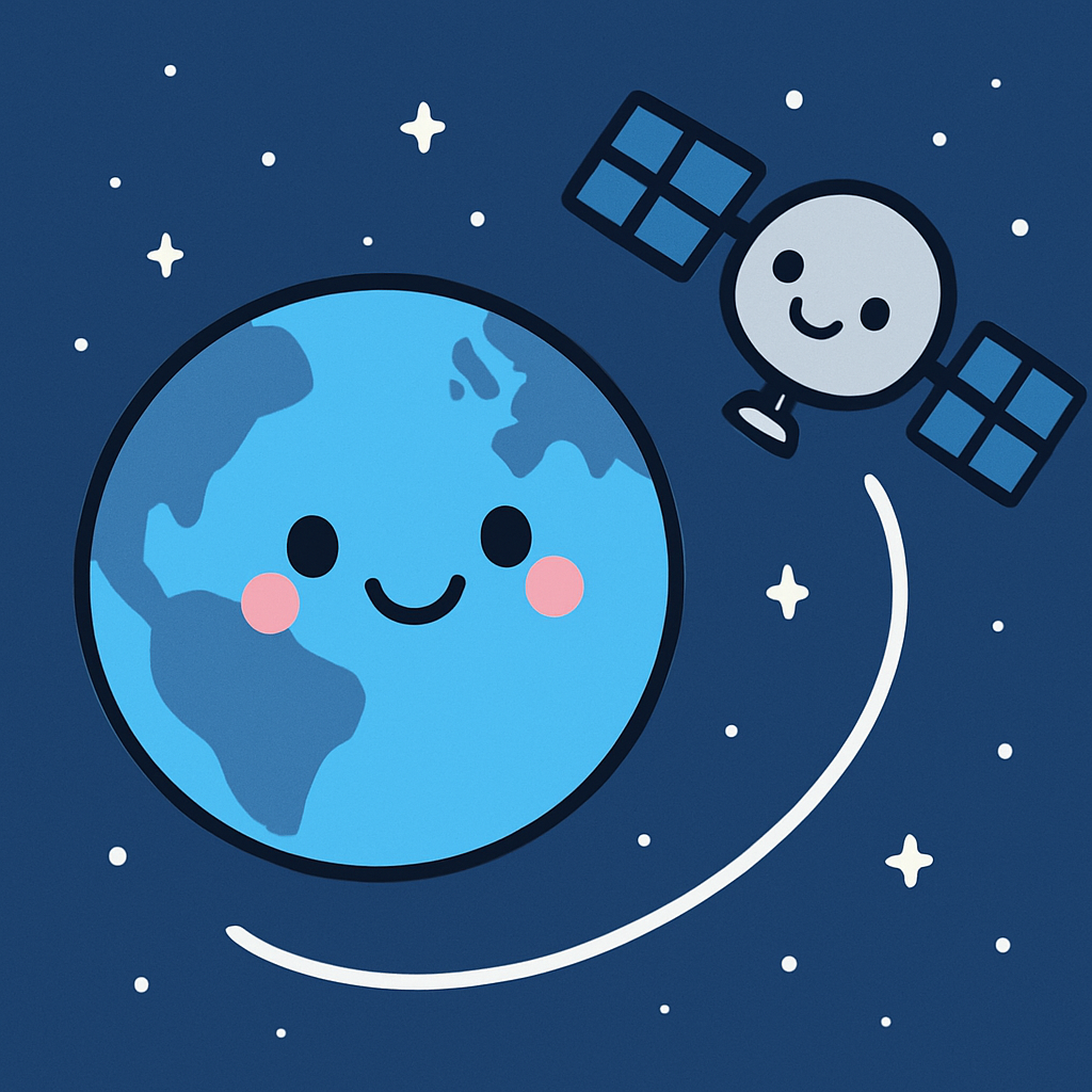 Smiling Satellite Over Earth diamond painting