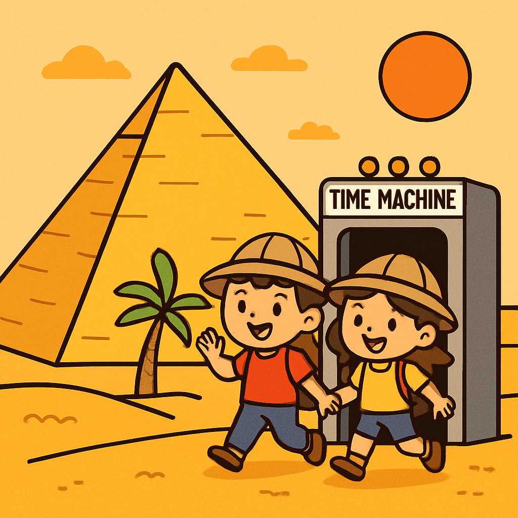 Time Traveling Kids Visiting Ancient Egypt paint by diamonds
