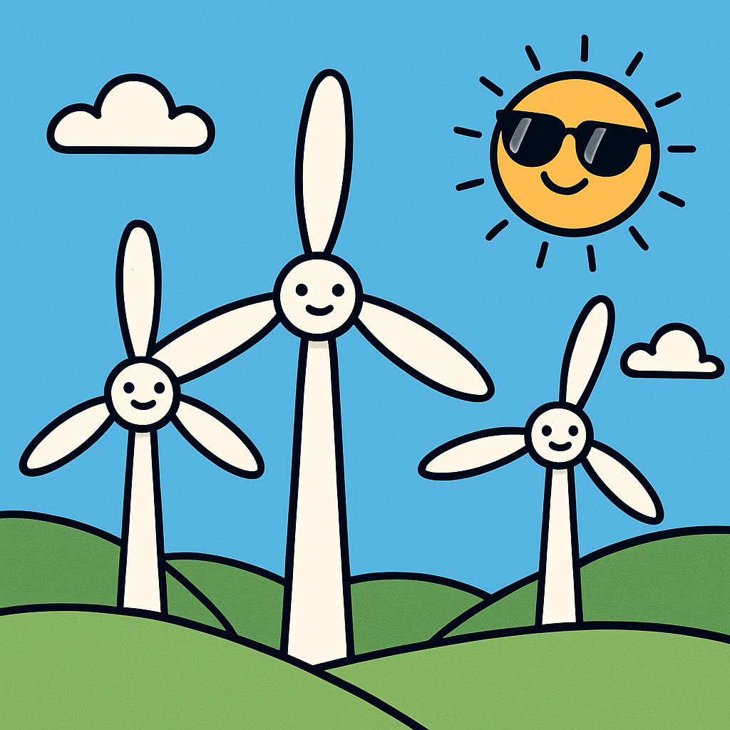 Wind Turbines Dancing On Rolling Green Hills Paint by diamonds art