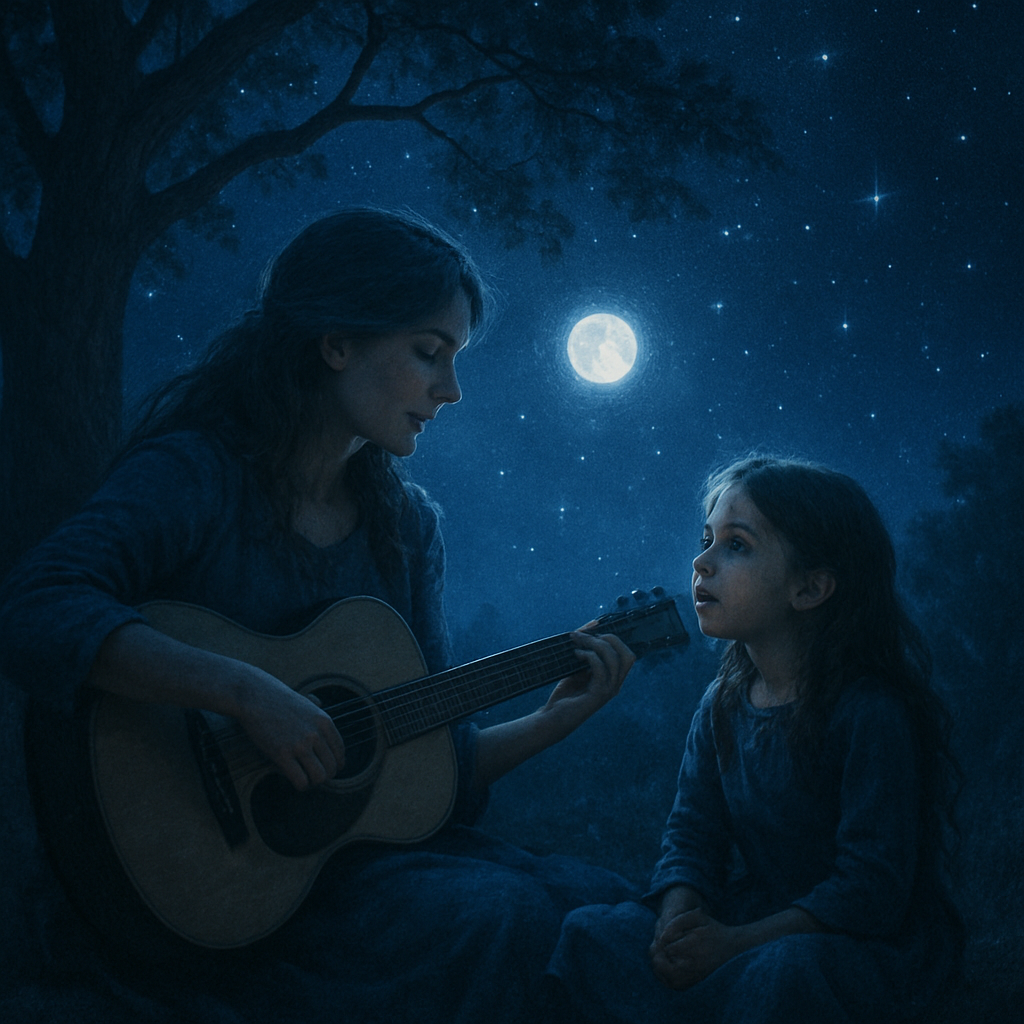 Moonlit Serenade: A Mother And Daughter’s Nighttime Song DIY paint by diamonds