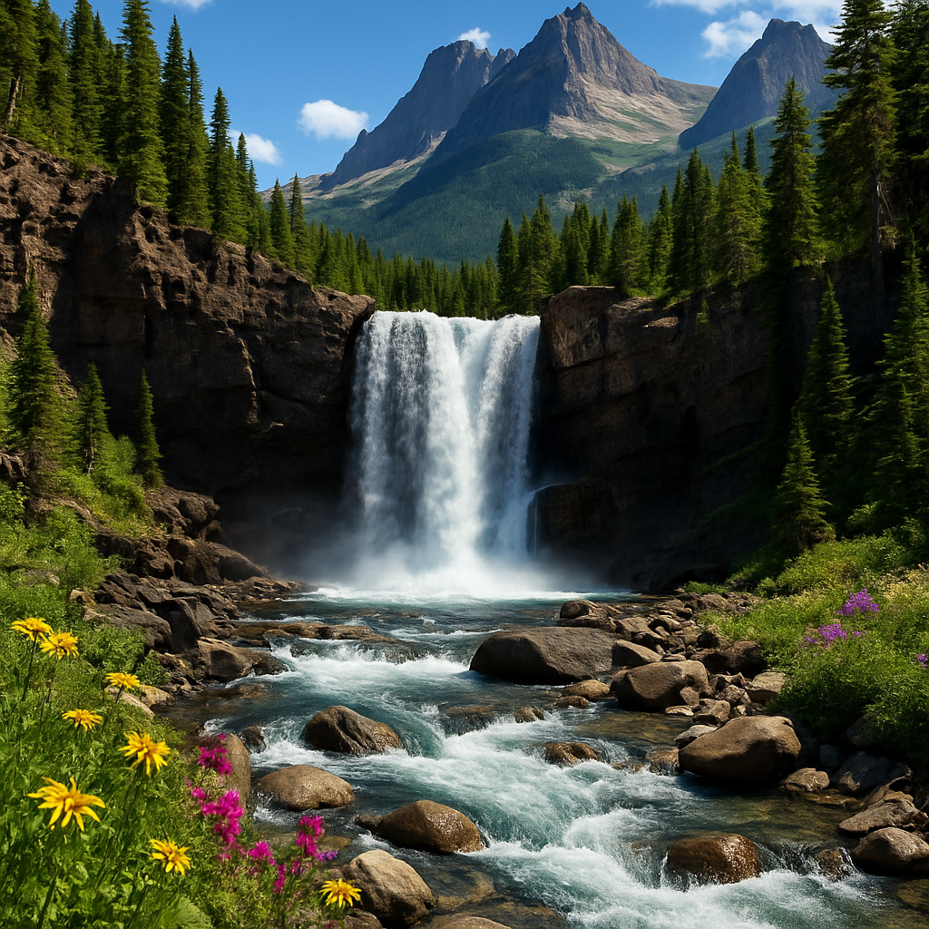 Glacier National Park Waterfall Paint by diamonds art