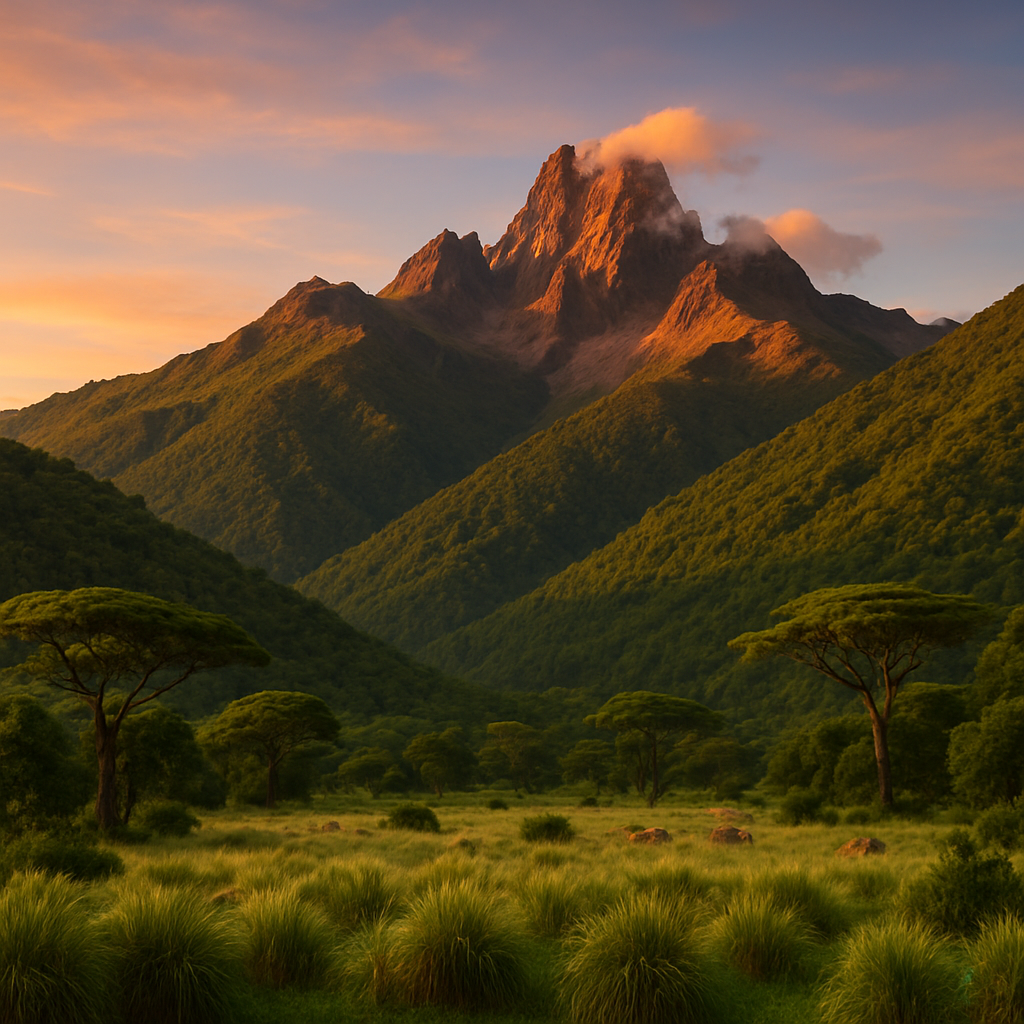 Sunset Over Mount Kenyas Forested Slopes DIY paint by diamonds