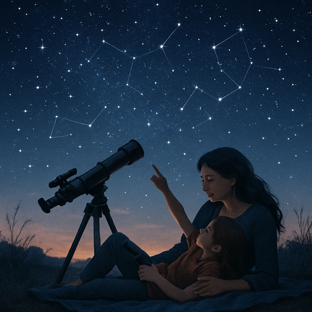 A Sky Of Dreams: Stargazing With Mom Painting by diamonds kit