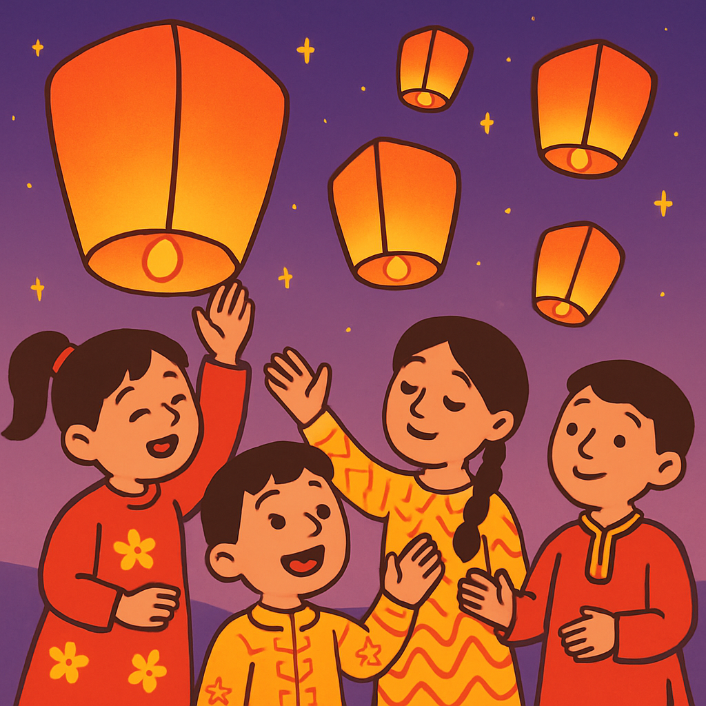Colorful Lantern Festival paint by color