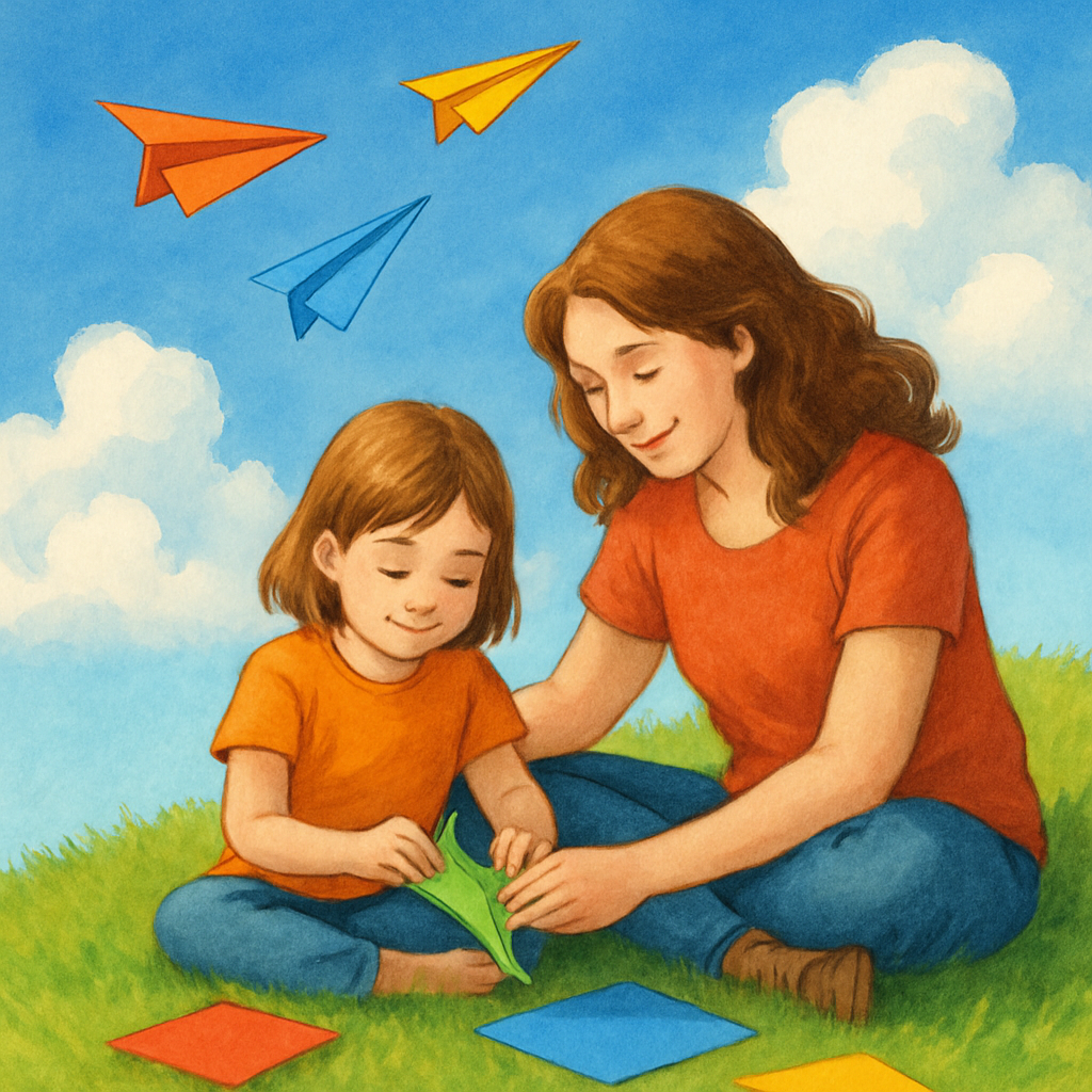 Cloud Dreams: Crafting Paper Airplanes Together Paint by diamonds art